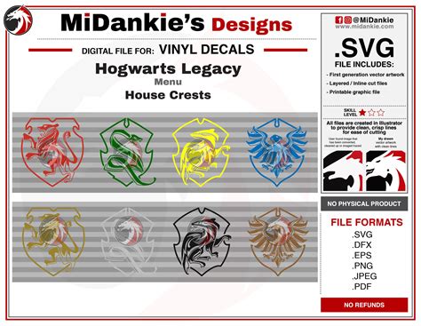 Hogwarts Legacy House Crests Midankies Designs