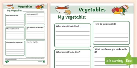 Vegetable Fact File Template Profesor Hizo Twinkl