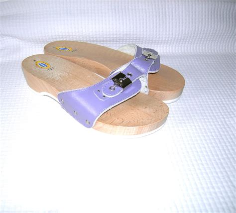 Rare Vintage 70s Dr Scholl S Wood Exercise Sandals Purple Etsy