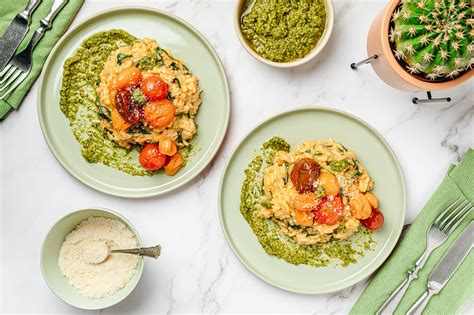 Roasted Tomato and Basil Pesto Risotto - DropChef