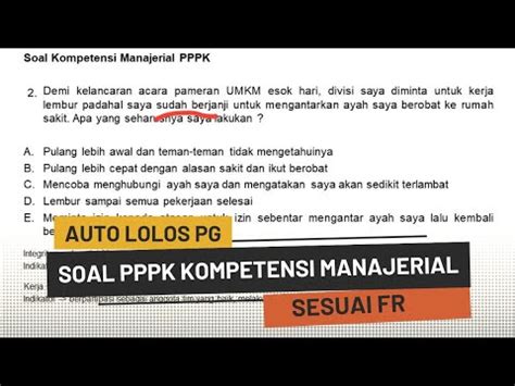 AUTO LOLOS PG Soal PPPK Kompetensi Manajerial Sesuai FR Tahun 2021