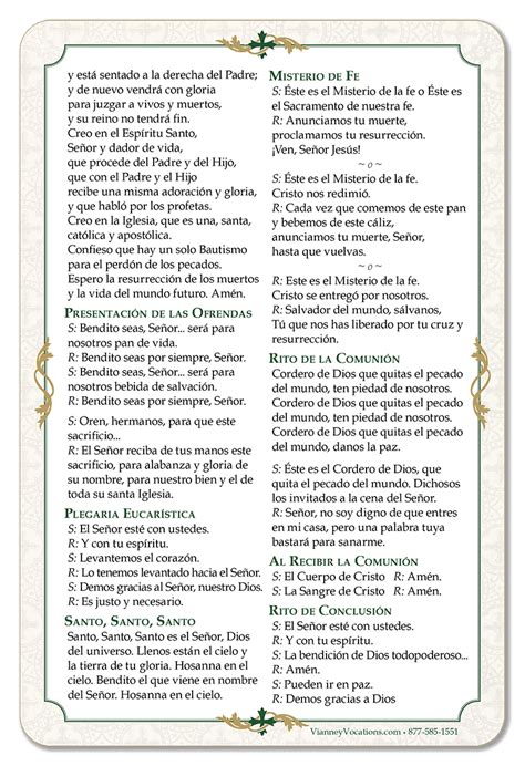 Spanish - Responses for Mass - Vianney Vocations