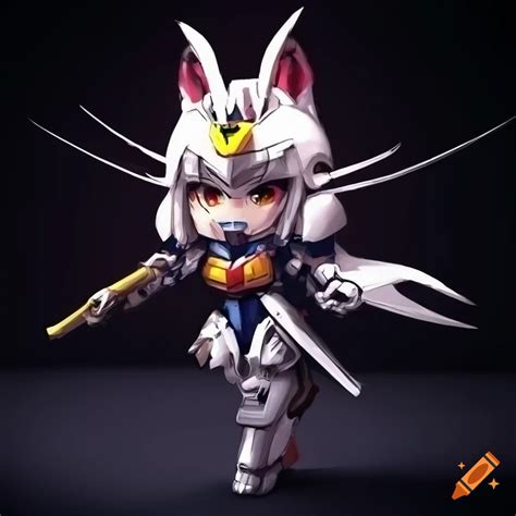 Metallic Chibi Gundam Robot With Fox Themed Armor On Craiyon