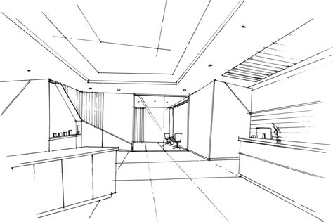 lobby office sketch drawing,office reception area,Modern design,vector,2d illustration 8452640 ...