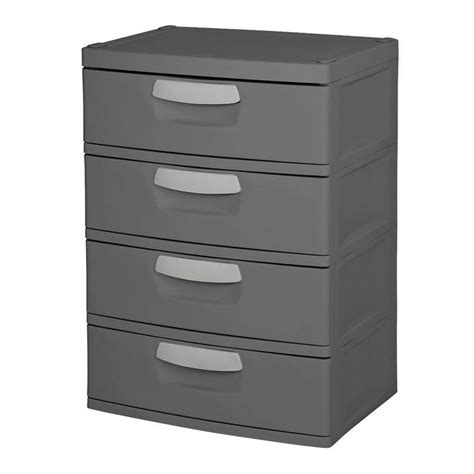 Sterilite 4 Drawer Heavy Duty Gray Storage Unit With Black Handles