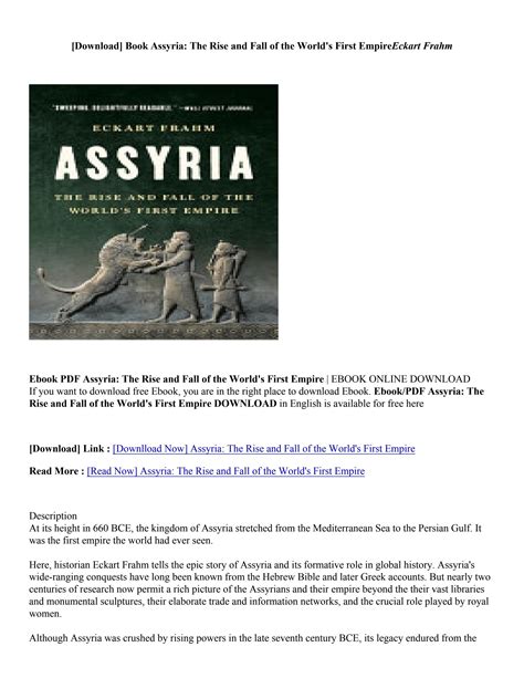 PDF EPub Assyria The Rise And Fall Of The World S First Empire