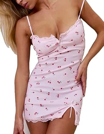 NewBull Womens Lingerie Sexy Nightgowns Lace Babydoll Cotton Sleepwear Night Dress V Neck
