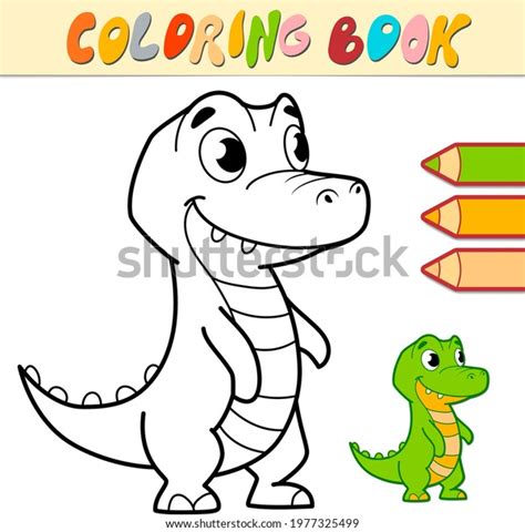 Coloring Book Page Kids Crocodile Black Stock Vector (Royalty Free ...