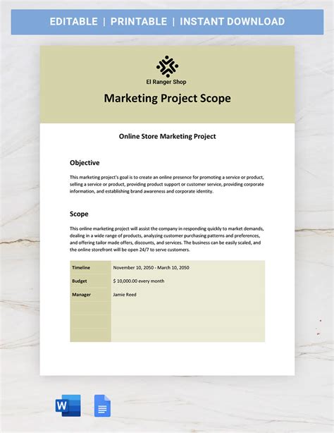 Construction Scope of Work Template - Download in Word, Google Docs ...