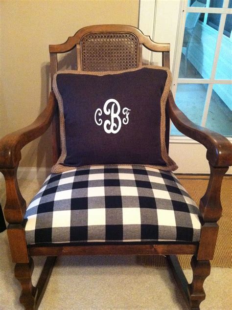 Recovered Antique Rocking Chair With Monogrammed Pillow Antique Rocking