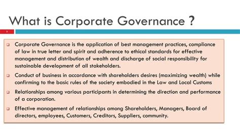 Corporate Governance And Its Effect On The Performance Of A Company Ppt