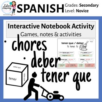 Spanish Lesson On Chores Quehaceres Tener Que Deber By Esteem Learning