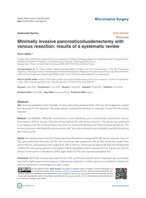 Pdf Minimally Invasive Pancreaticoduodenectomy With Venous Resection