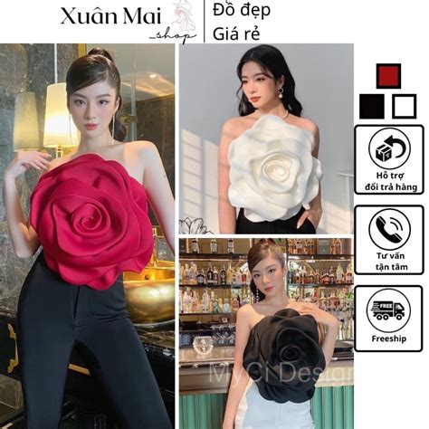 Mua Áo croptop nữ thiết kế cúp ngực hoa hồng dây kéo sau 3 màu siêu hot siêu đẹp giá rẻ nhất