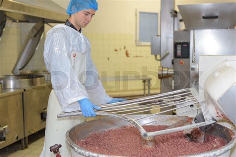 Factory Worker Stood By Mixing Vat Stock Image Colourbox