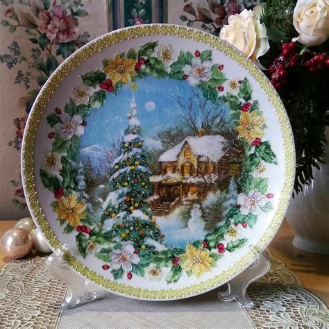 Тарелка " Новогодний пейзаж" в интернет-магазине Ярмарка Мастеров по ...
