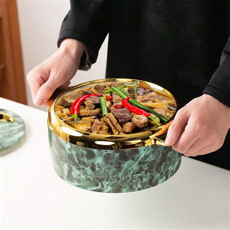 Stainless Steel Food Warmer Set 3 Piece Insulated Serving Bowls With Lids For Hot And Cold