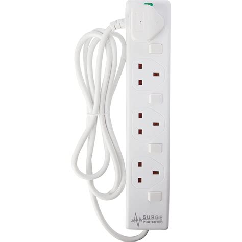 4 Way Individually Switched Surge Protected Extension Lead