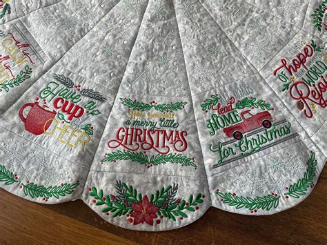 ITH Farmhouse Christmas Tree Skirt Machine Embroidery Designs By JuJu