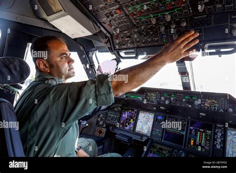 Pilot in the cockpit of the Airbus A400M [automated translation] Stock ...