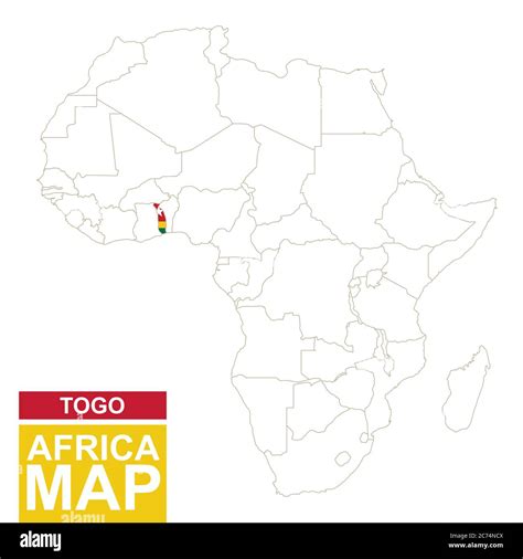 Africa Contoured Map With Highlighted Togo Togo Map And Flag On Africa