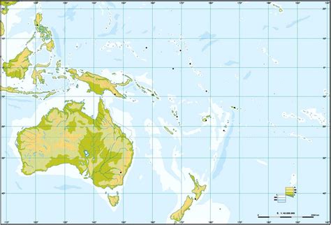 Mapa de Oceanía: Político y Físico (Mudo y Relleno) + Países