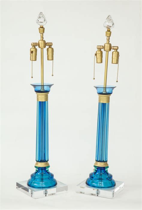 Marbro Lamp Company Marbro Carribean Blue Murano Glass Lamps