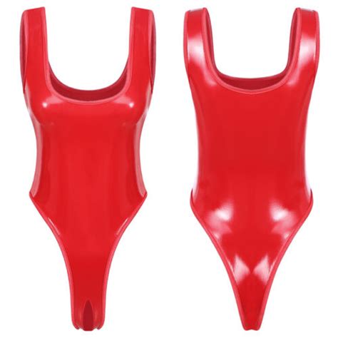 Women S Wet Look Leather Bodysuit Leotard Crotchless Lingerie Jumpsuit Catsuit Ebay