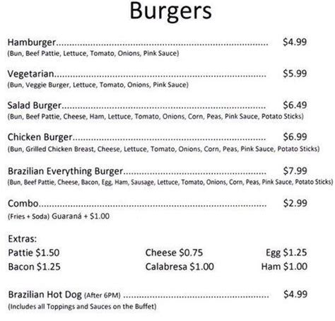 Menu at Mrs. Potato Restaurant, Orlando