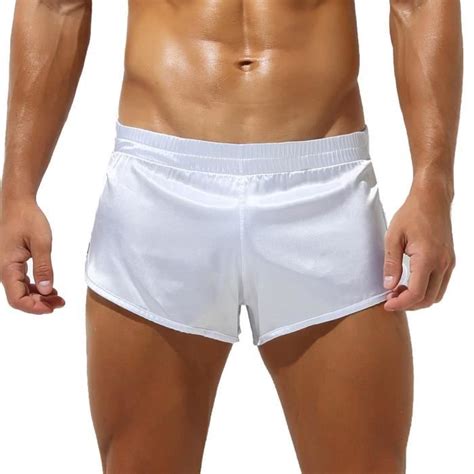 YIZYIF Homme Caleçon Satin Boxer avec Bulge Pouch Jockstrap Sexy Lingerie Short Elastique S XL