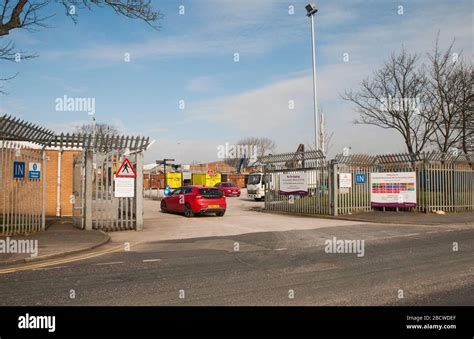 Red Car Entering Blackpool Household Waste Recycling Centre Open To