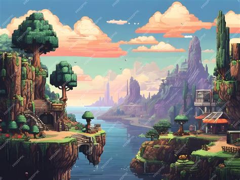 Nostalgic Pixel Art Retro 8Bit Forests Dungeons and Cities | Premium AI
