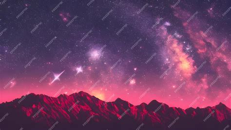 Premium Photo | A starry night sky with a mountain and a starry sky