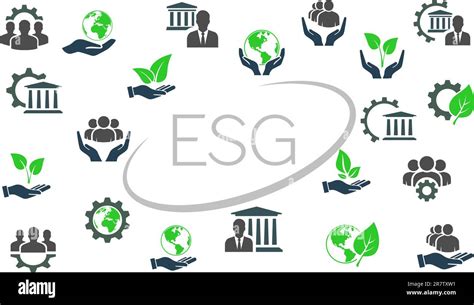 Conjunto De Iconos De Concepto Esg Ambiental Social Y Gobernanza