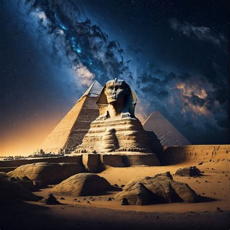 Download Ancient Egypt, Great Sphinx Of Giza, Night Sky. Royalty-Free ...