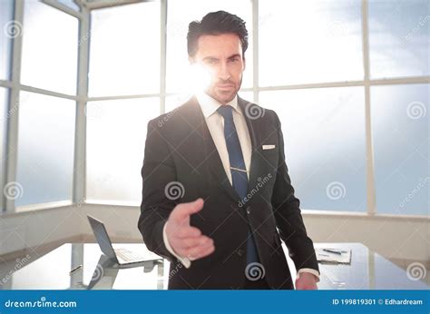 Confident Businessman Reaching Out For A Handshake Stock Image Image