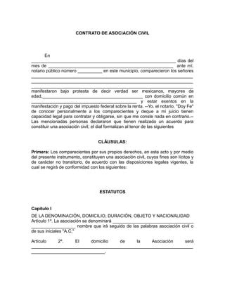 Contrato De Asociacion Civil PDF