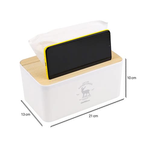 Taffhome Kotak Tisu Kayu Tissue Box Dengan Holder Smartphone Zj