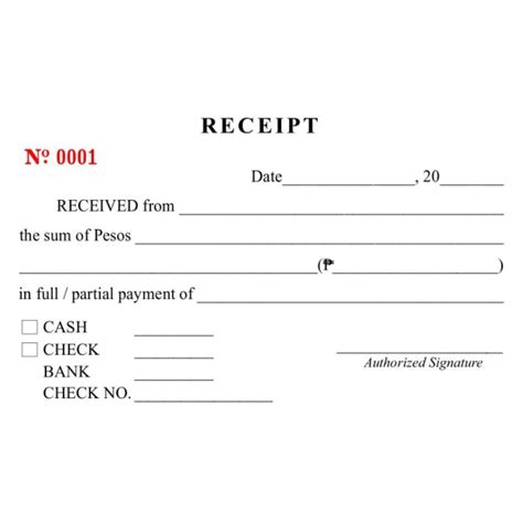 ⊙ ∏receipt 10 Pads 2ply Generic Carbonized Acknowledgement Receipt