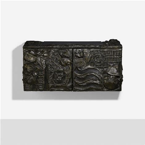 Sculpted Bronze wall-hanging cabinet by Paul Evans on artnet