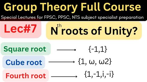 Nth Roots Of Unity Form A Group Under Multiplication Lec 7 Mathematics