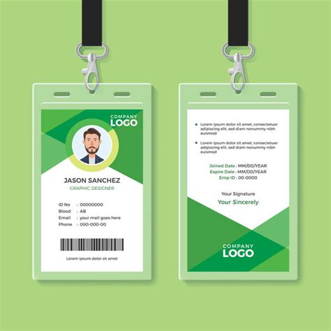 Simple And Clean Green Id Card Design Template Template For Free