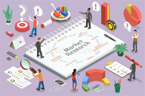 3D Isometric Flat Vector Conceptual Illustration Of Market Research