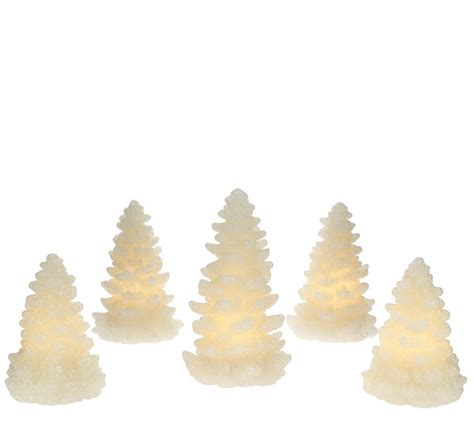 Set Of 5 Illuminated Glitter Wax Trees By Valerie Page 1 QVC