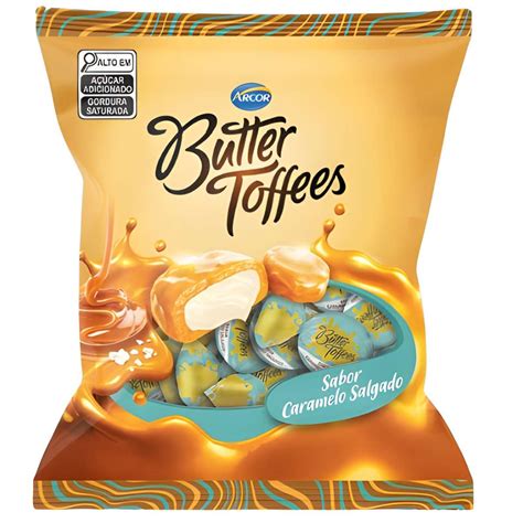 Pacote De Bala Butter Toffees Sabor Caramelo Salgado 500g