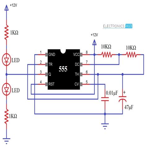 Simple 555 Timer Circuit Diagram