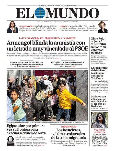 Portada De EL MUNDO Del Jueves 2 De Noviembre De 2023 Medios