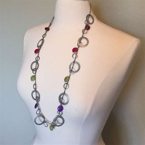 2 For 10 Multi Colored Jewel And Silver Necklace Necklace Silver