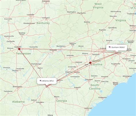 All Flight Routes From Atlanta To Raleigh Durham Atl To Rdu Flight