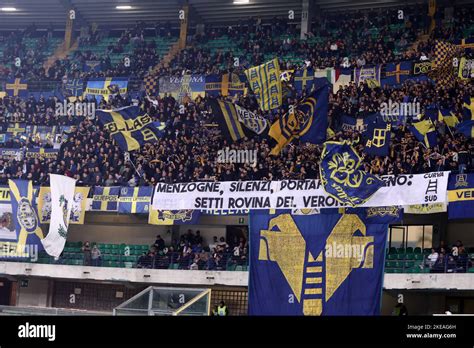 Supporters of Hellas Verona Fc are seen during the Serie A match ...